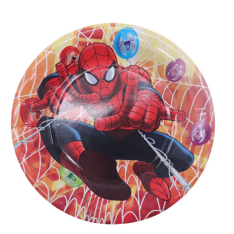 Человек-паук тема День Рождения украшения детские одноразовые столовые приборы набор салфеток бумажная тарелка чашки флаг вечерние принадлежности для душа