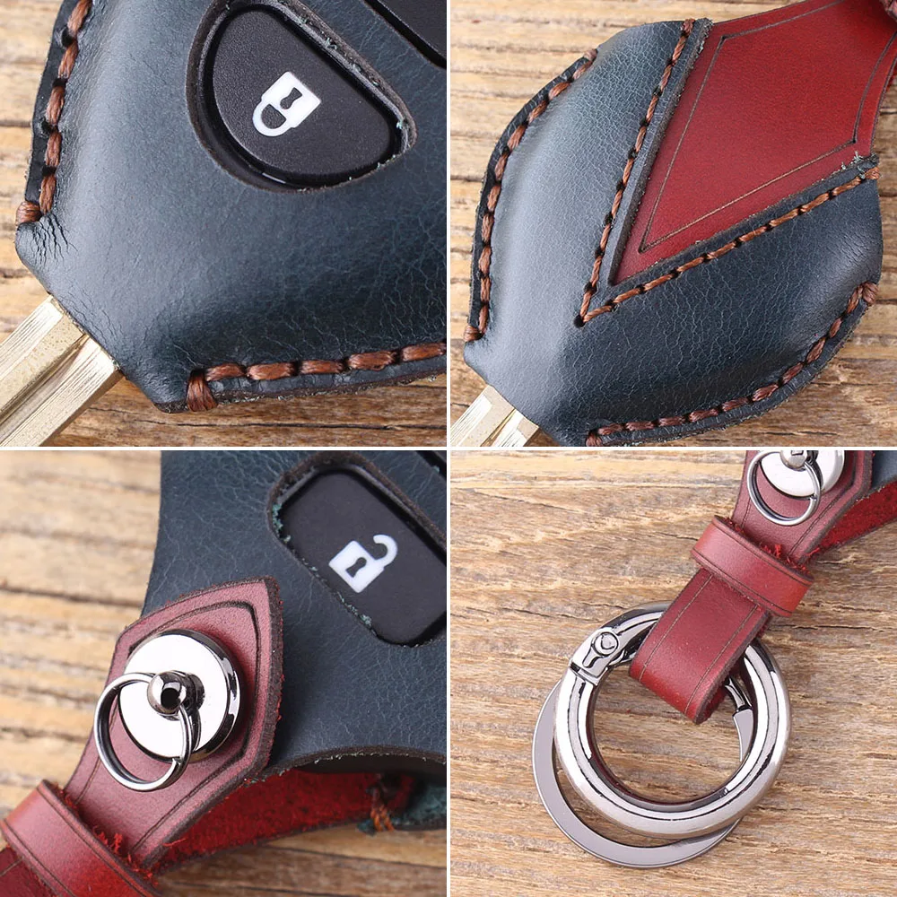 KEYYOU 2 кнопки дистанционного Fob кожаный чехол для ключей автомобиля TOYOTA Rav4 Corolla Hilux