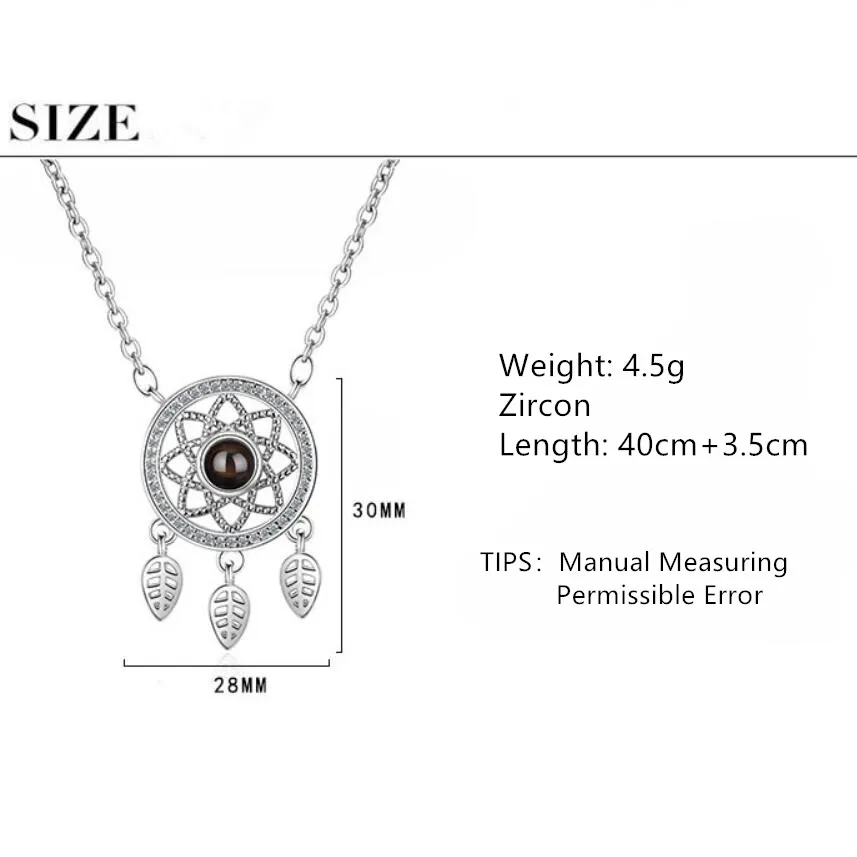 

Exquisite Zircon Dreamcatcher Pendants Necklaces For Women Trend Short Clavicle Chain 925 Sterling Silver Jewelry SAN95