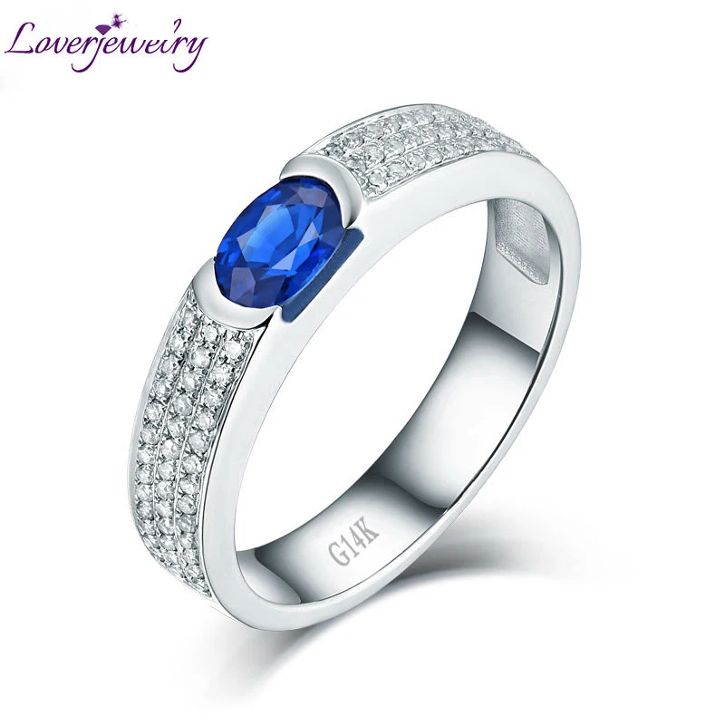 Роскошные мужские кольца LOVERJEWELRY с натуральным синим сапфиром мужское кольцо