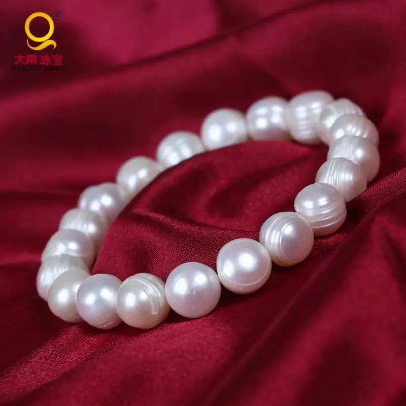 Белый Пресноводный Культивированный Жемчуг Daking 9 мм изготовленный браслет