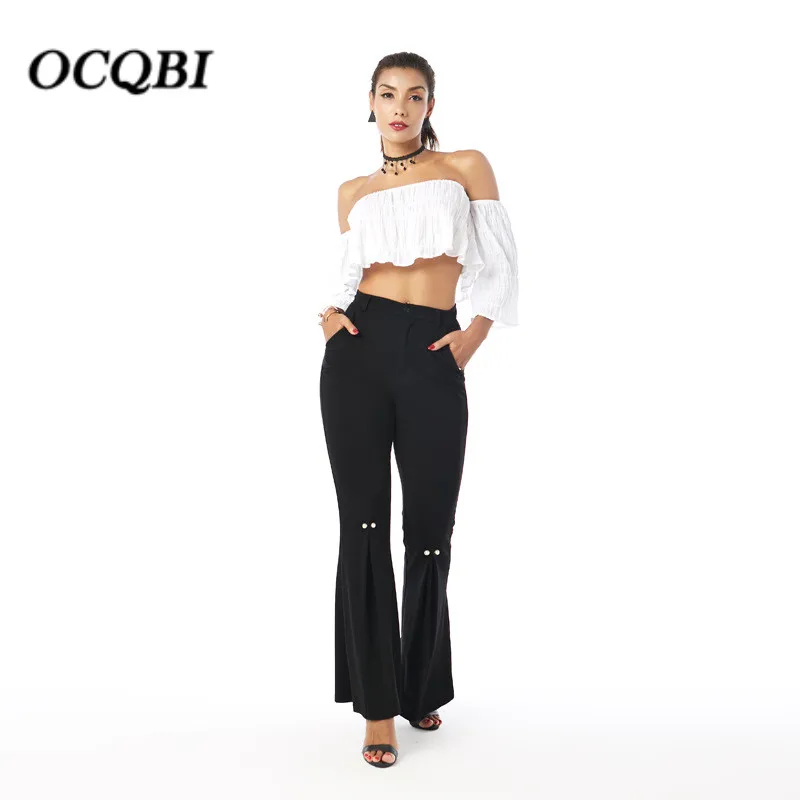 

Plus Size New Arrivals 2018 Womens Pants Loose Fashion Sexy Casual Flare Pants Black Pants