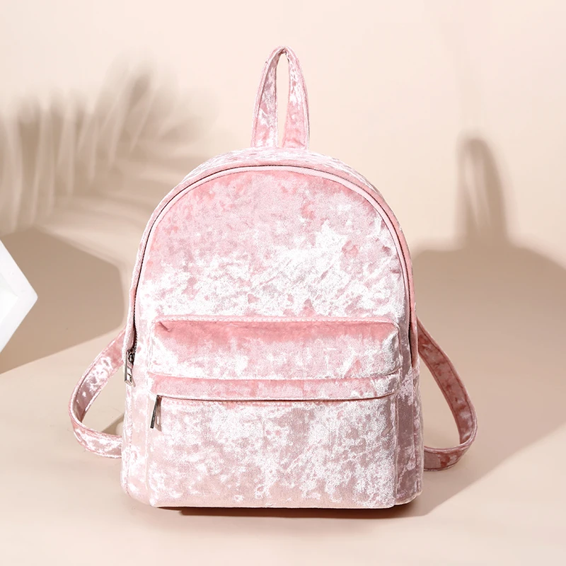 ROMERO BRITTO Velour Backpack Women Fresh Style Small Pink Shoulder Bag For Teenage Girls Fashion Leisure Schoolbag Travel Bags | Багаж и