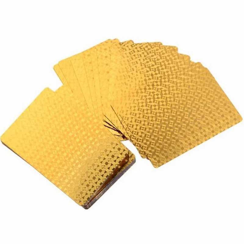 Прочные водонепроницаемые пластиковые игральные карты Золотая фольга покер