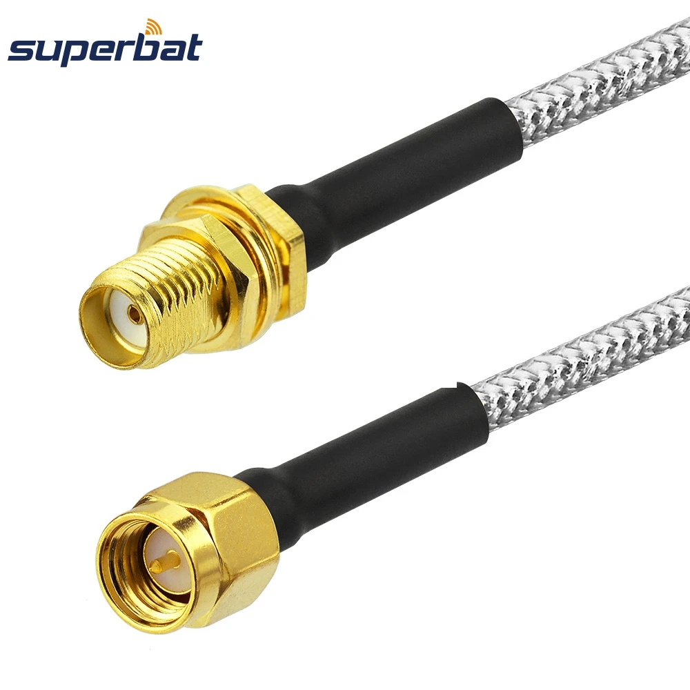 Superbat SMA Male Straight to Female Bulkhead Semi-rigid RG402 0.141 Cable 10cm for Wifi Antenna Applications