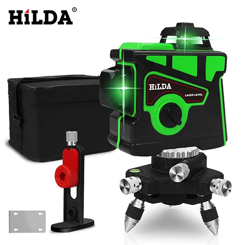 SET4 HILDA лазерный уровень 12 линий 3D уровень самонивелирующийся 360 горизонтальный и вертикальный крест супер мощный зеленый лазерный уровень - Цвет: SET4