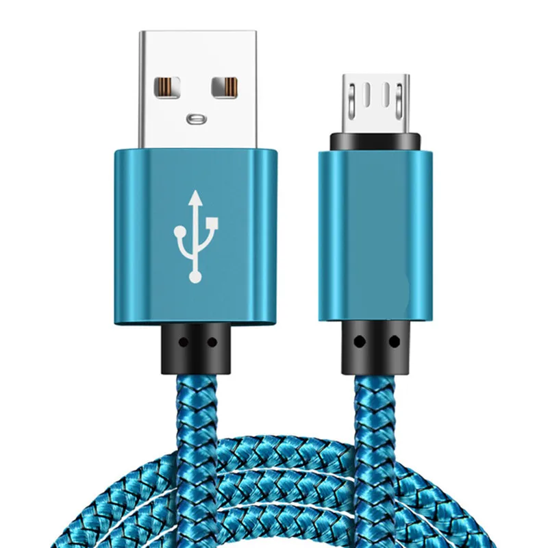 blue Micro USB кабель нейлоновый USB кабель для синхронизации данных для мобильного телефона Android зарядный кабель для huawei honor 8c 8x 6c 7c 7a 5x pr5co p8 p9 p10 lite - Цвет: blue