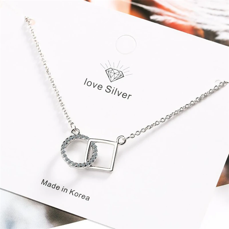 Ожерелье женское с цирконом изысканное милое ожерелье серебряного цвета