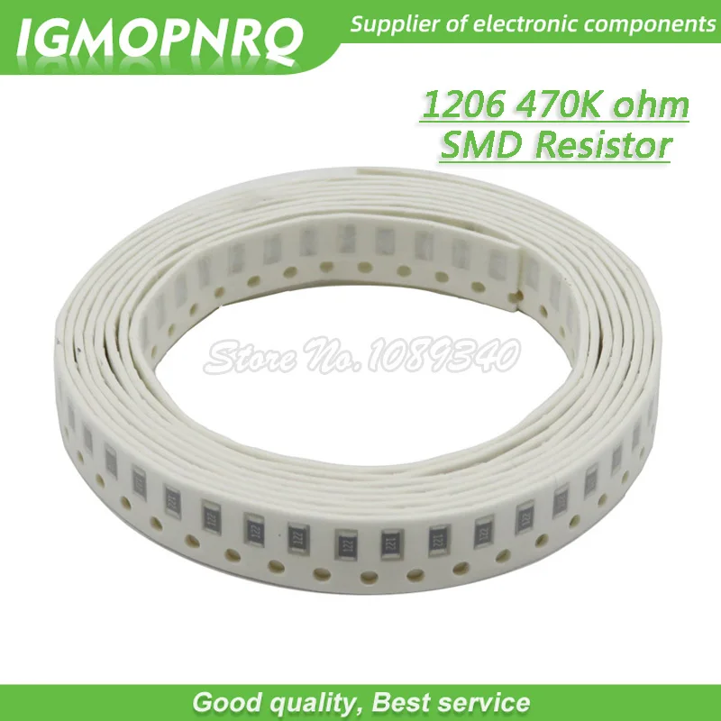 

100PCS 1206 SMD Resistor 1% 470K ohm chip resistor 0.25W 1/4W 474 IGMOPNRQ