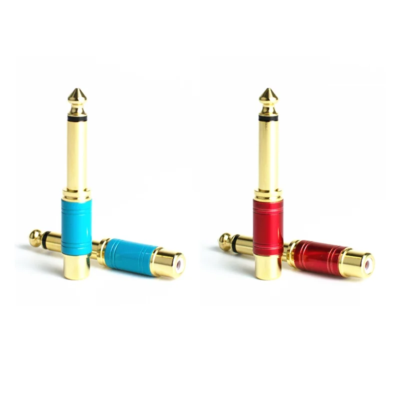 10 шт./лот медный 6 35 мм 1/4 &quotМужской моно штекер к RCA гнезду аудио адаптер