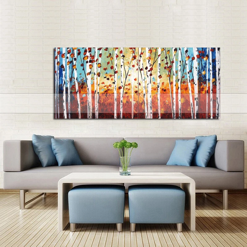 

100% Handpainted Tree Of Life Abstract Oil Painting On Canvas Handmade Trees Paintings For Living Room Home Decoration