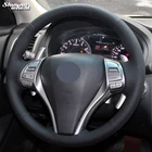 Чехол на руль для Nissan 2013, Teana 2014, X-Trail, QASHQAI, Sentra, из натуральной кожи, черного цвета, блестящий