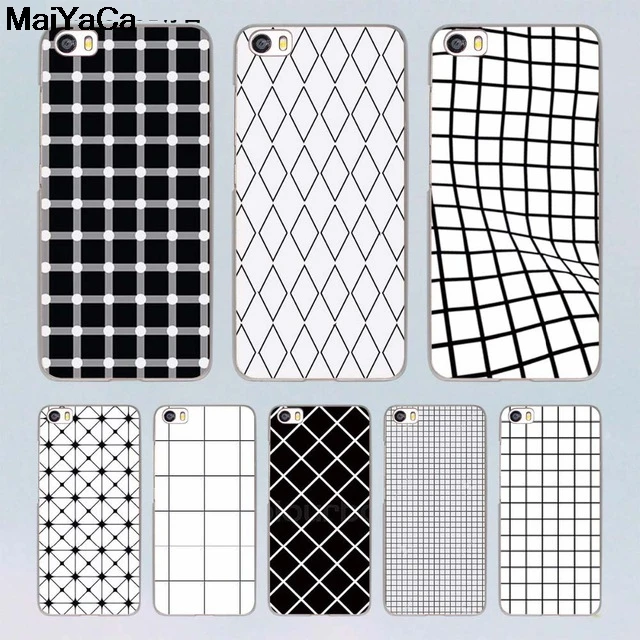 Черно белая решетка MaiYaCa для iPhone 4S SE 5C 5S 5 6 6S 7 8 Plus X XR XS MAX чехлы телефонов прозрачные