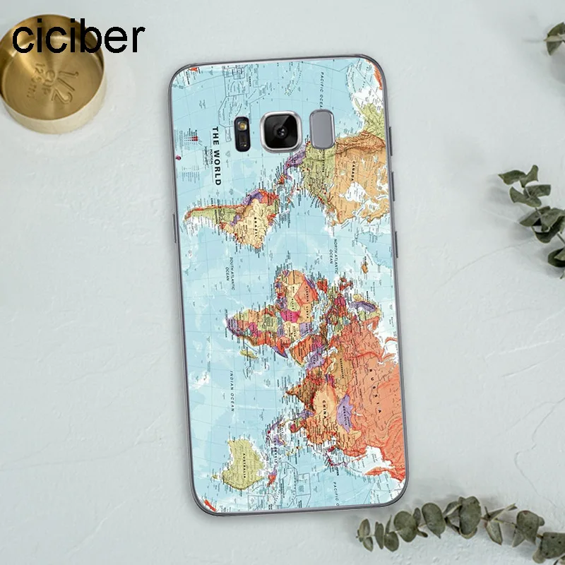 Ciciber карта мира план путешествий Мягкий ТПУ чехол для телефона samsung Galaxy S7 Edge S8 S9 Plus