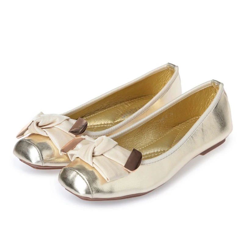 Золотой BEYARNENew Listing women flats shoes woman soft PUleather casual slip-on loafers ladies flat bow mocassin lady driving shoesE742 - Цвет: Золотой