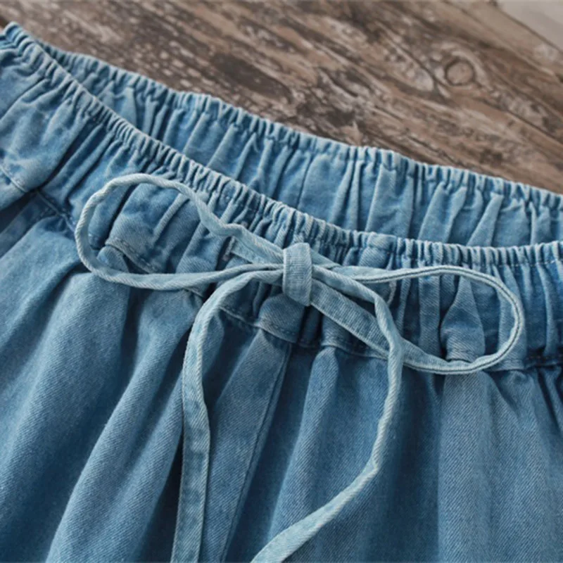 THHONE Джинсы женские большие размеры 5XL свободные с эластичной резинкой на талии