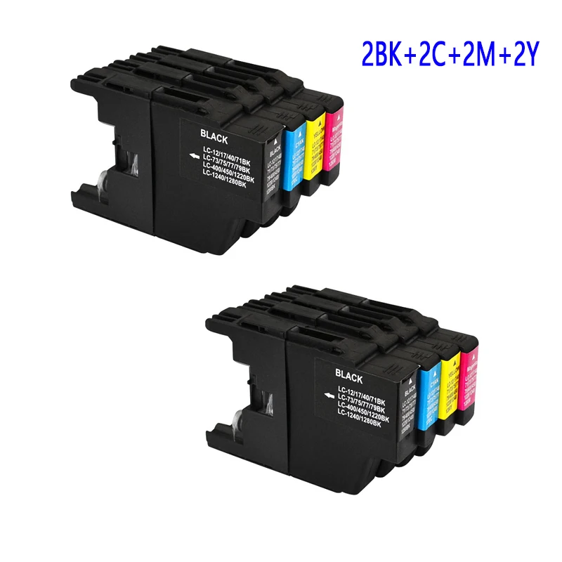 Для Brother LC12/40/71/73/75/400/1220/1240 чернильный картридж 8 шт. для MFC J430W J825DW J835DW DCP J525N