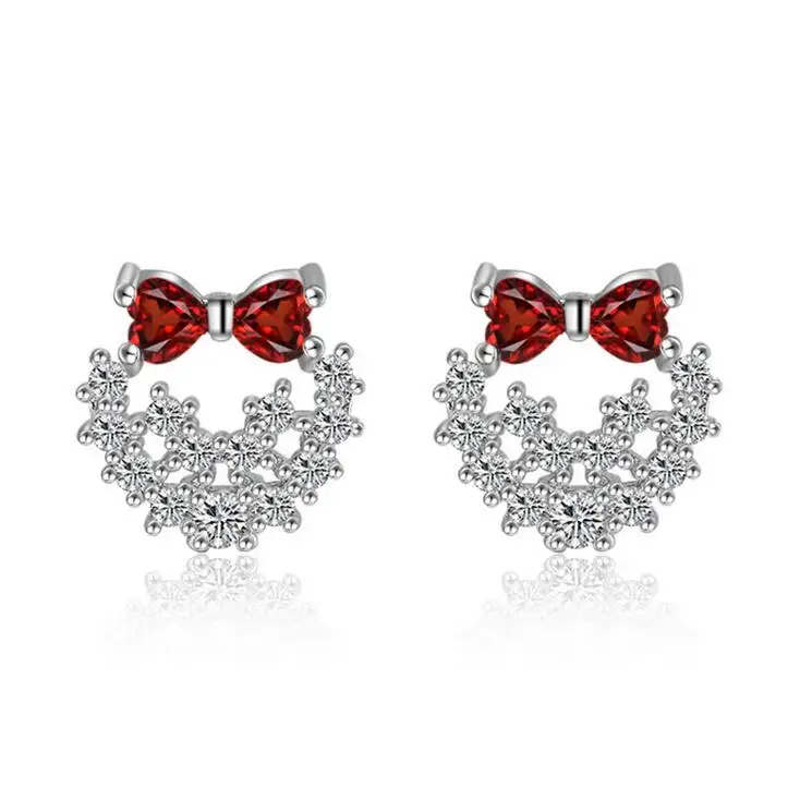 Женские серьги-гвоздики из серебра 925 пробы с кристаллами | Украшения и