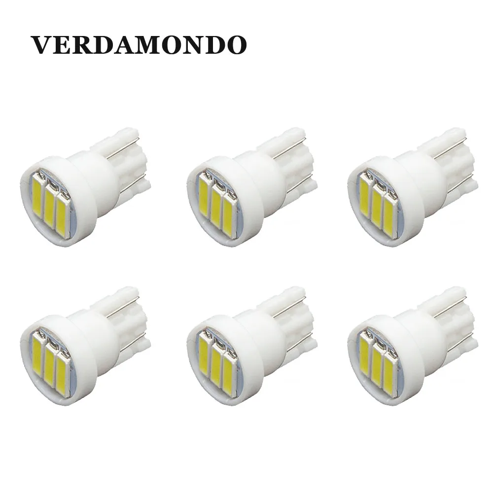

6 шт., Автомобильные светодиодные лампы T10 W5W 3 7020 SMD