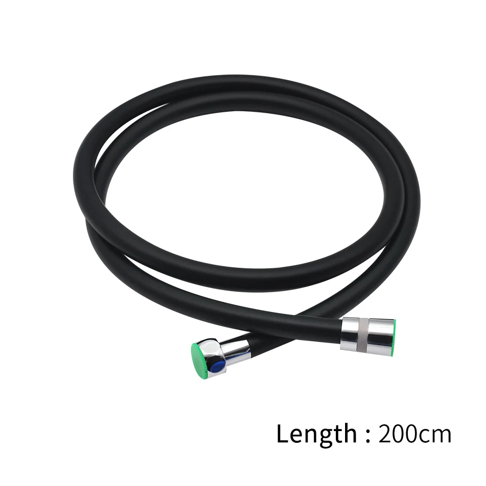 black-200cm 1,5 м 2 м гладкий пвх душевой шланг мягкая душевая труба Гибкая ванная водопроводная труба Красочная ванна ручной душ общий водопроводный шланг - Цвет: black-200cm