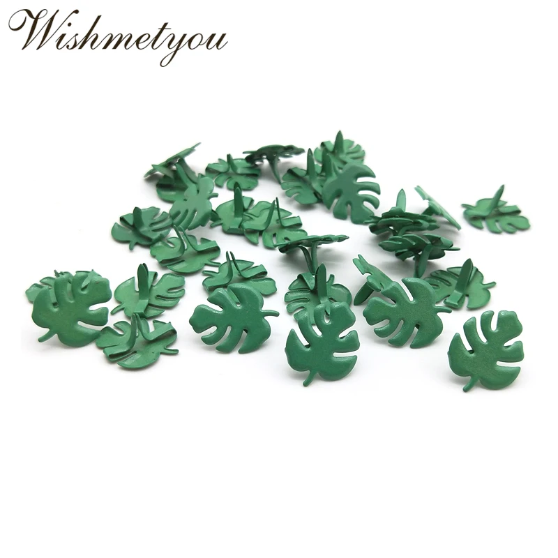 

WISHMETYOU 50Pcs 17mm Green Leaf Brads Diy Scrapbooking Embellishment Handmade Photo Album Decoration Craft Making Findings Brad