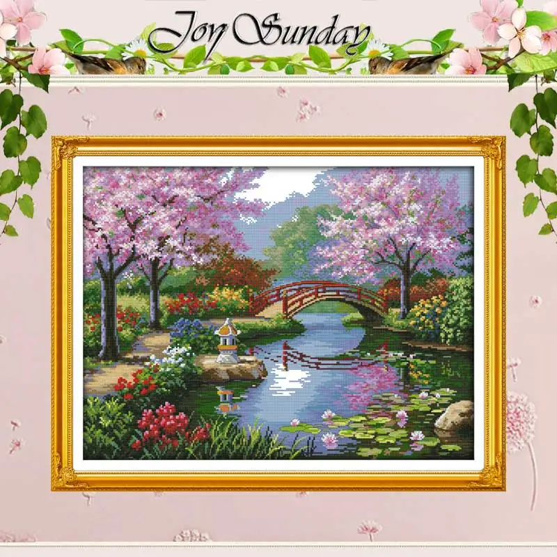 The Beautiful Scenery of  Park Patterns Counted Cross Stitch Set Wholesale 11CT 14CT 16CT Stamped Cross-stitch Kit Embroidery