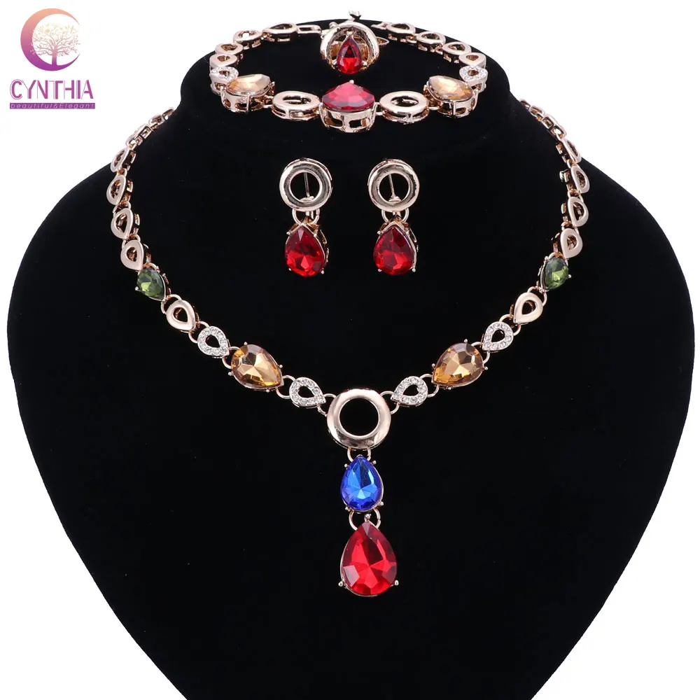 Bridal Gift Nigerian Wedding African Beads Jewelry Set Fashion Dubai Crystal Zircon Gold Color Costume Design Sets | Украшения и
