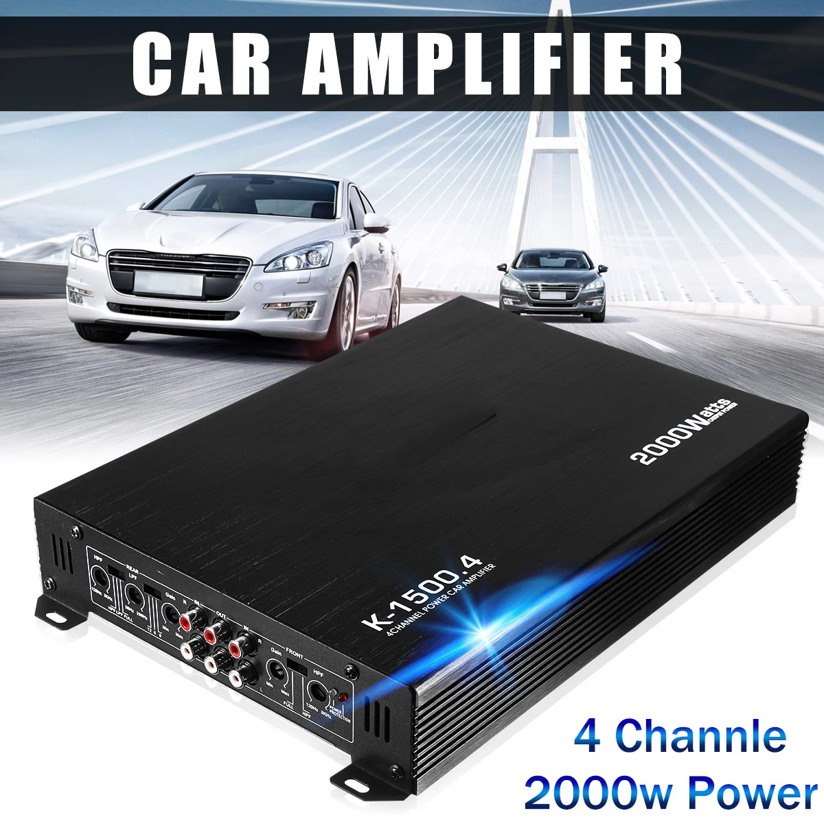 2000W 4 канальный автомобильный усилитель Динамик усилитель автомобильный Мощность стерео усилитель Авто Аудио Мощность автомобильный усилитель звука усилитель