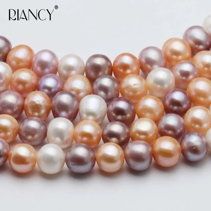 

DIY multicolor Big pearl necklace for women,11-12mm Near circle pearl Loose Beads for jewelry making