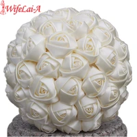 wifelai a 1piece simple cream ivory silk bridal bouquets artificial flowers bridesmaidbride bouquet decoration customized w223