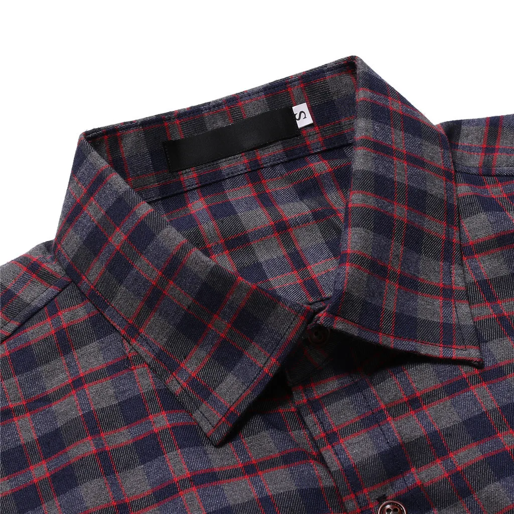 Camisa masculina мужские рубашки мужская повседневная нормальная клетчатая деловая рубашка с длинными рукавами и пуговицами мужская рубашка
