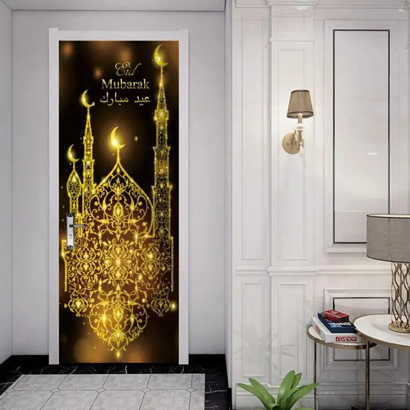 Мусульманский ИД Мубарак декоративные наклейки на дверь спальня деревянная