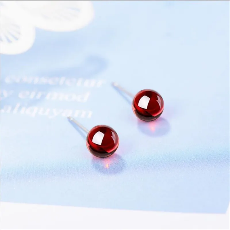 LULU PIG новые серьги гвоздики из серебра 925 пробы с натуральным красным гранатом в