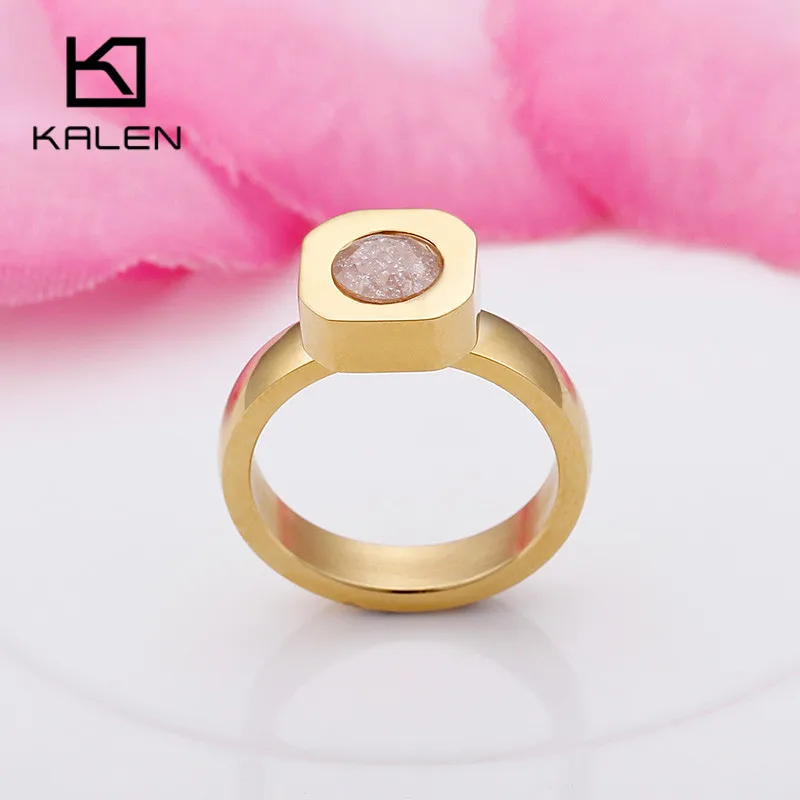 KR48034-K Недорогие кольца производства фирмы Kalen Tri-Цвет Нержавеющая сталь кольца для Для женщин Цвет Фул Mini Stone Перу кольца в богемном стиле обручальные кольца ювелирные изделия - Цвет основного камня: KR48034-K