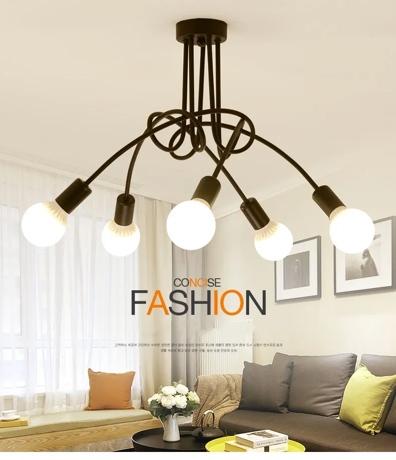 Винтаж потолочные светильники светодио дный освещения потолка черный