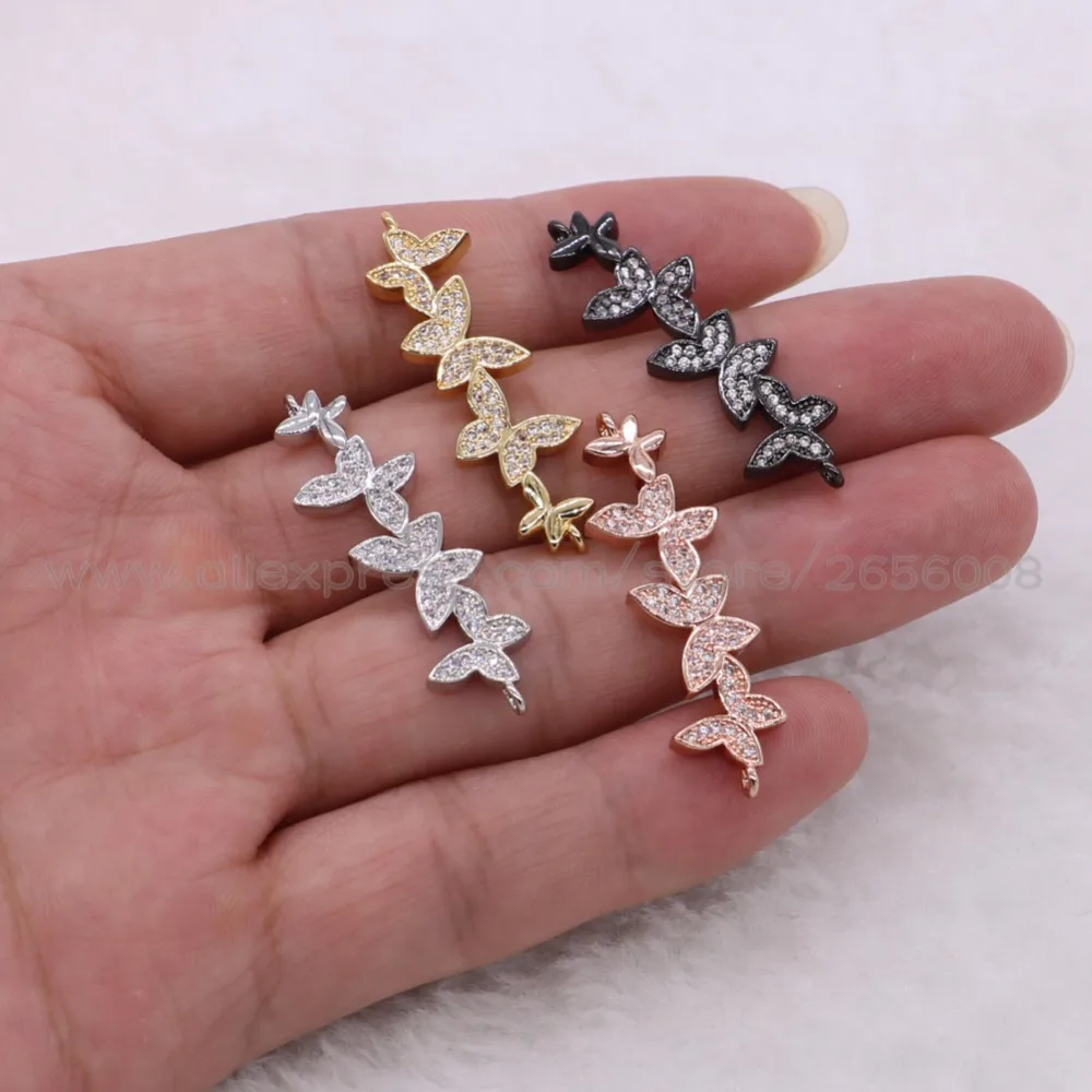 Подвески с бабочками микро кубический циркон модные ювелирные изделия двойные