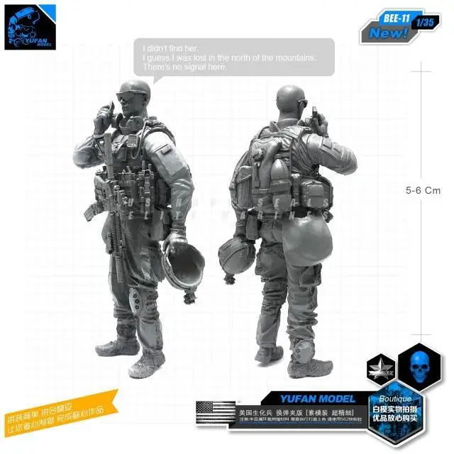 Серый Yufan модель 1/35 фигурка современного американского морского солдата из смолы Bee-11 - Цвет: Серый