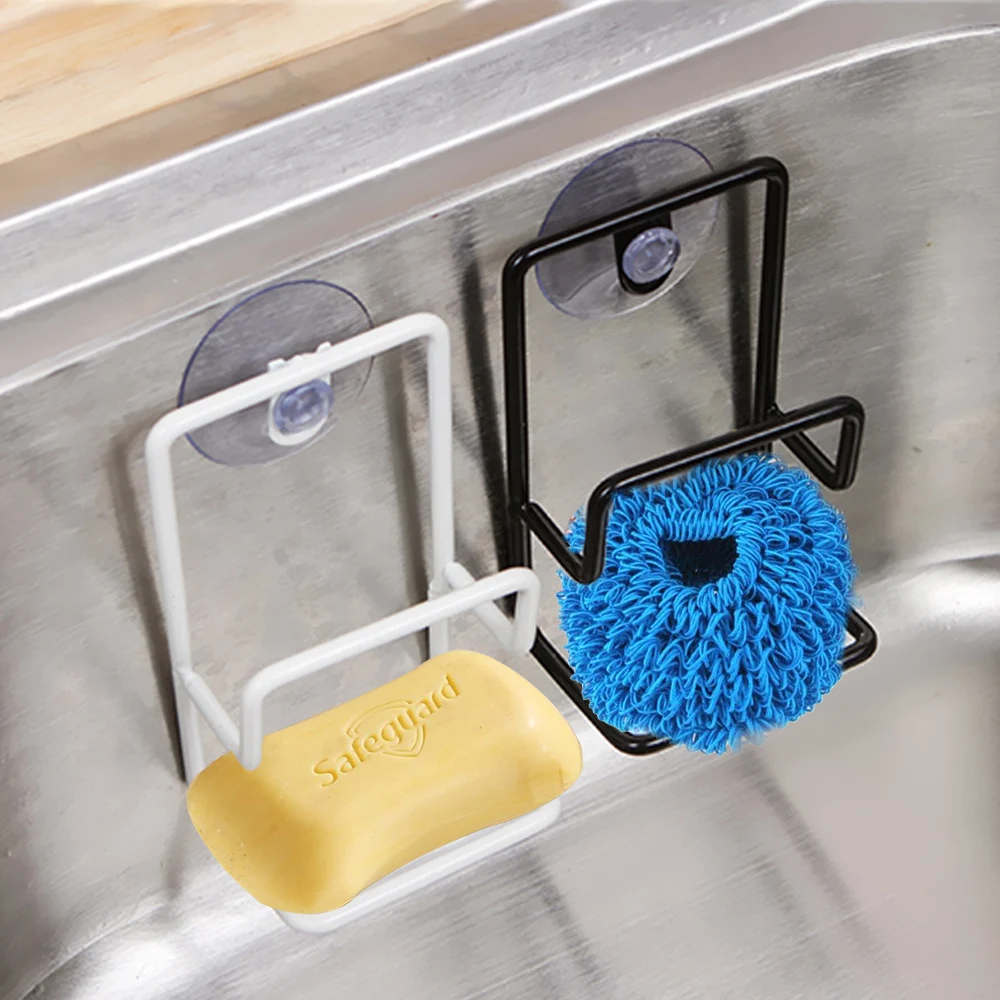 With Sucker Double Layers Stand Washing Holder Sponge Cleaning Cloth Organizer Home Storage Tidy Supplies Draining Brush Rack