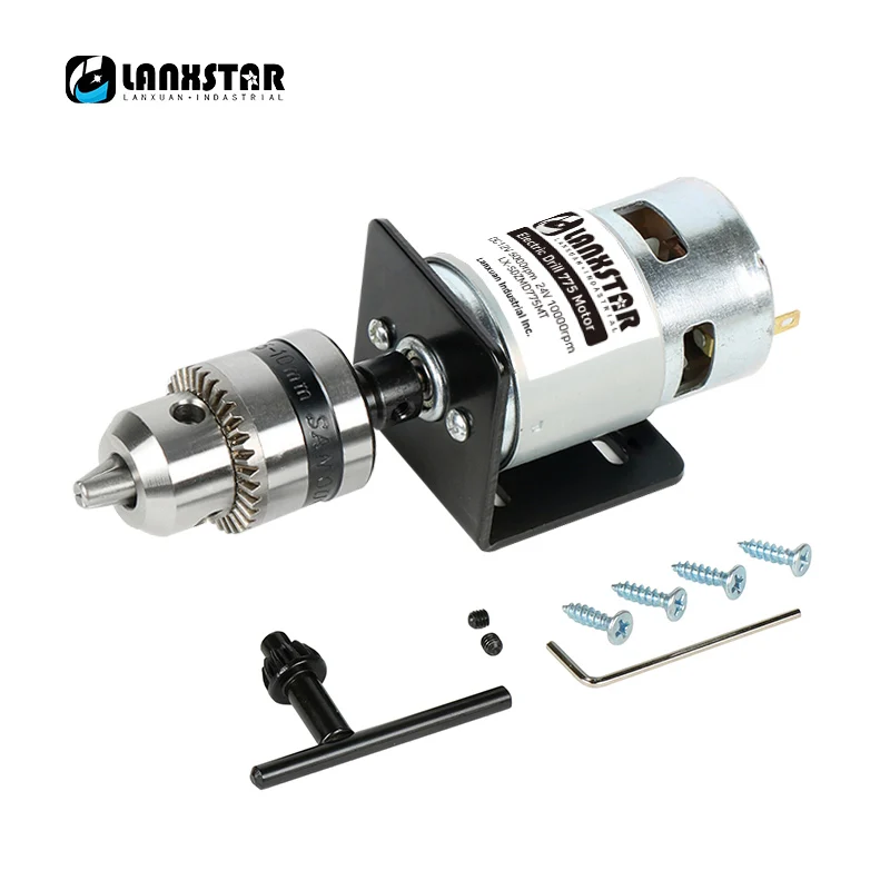 Lanxstar с высоким крутящим моментом 775 мотор DC12V 13000~ 15000 об./мин мини ручная дрель B12 сверлильный патрон 1,5~ 10 мм подшипник двигателя