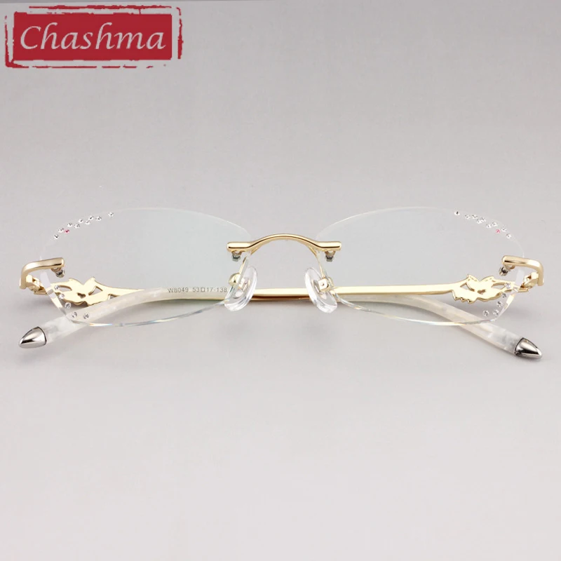 Женские дизайнерские очки Chashma без оправы с прозрачными каменными линзами по