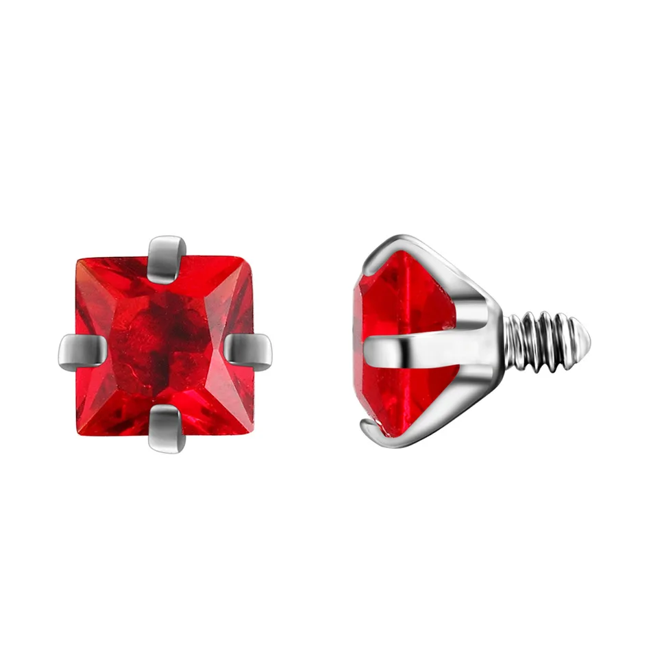Red G23titan 10 цветов 3 мм квадратные циркониевые шары из нержавеющей стали с внутренней резьбой Bananabells для пупка уха брови пирсинг - Окраска металла: Red