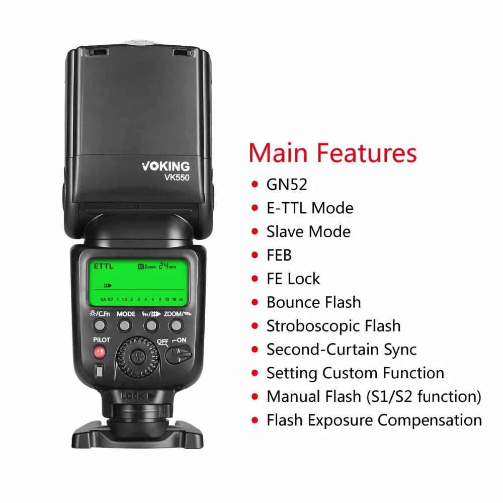 Вспышка Voking VK550 ETTL Slave Mode ручная вспышка с дисплеем для Canon EOS Rebel 5DS 5DSR 5S Mark IV 5D III 6D