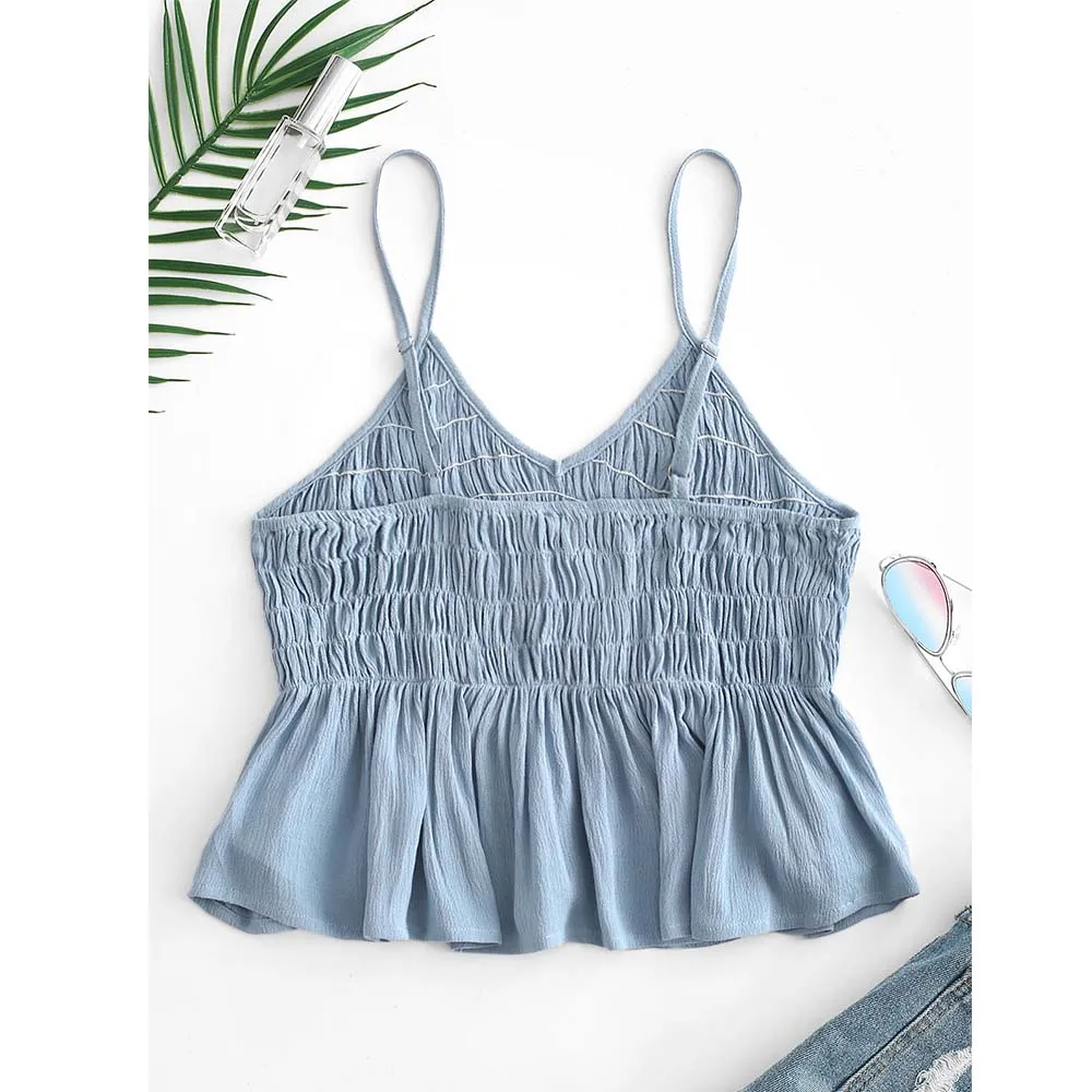 Женская укороченная рубашка на тонких бретелях ZAFUL однотонная уличная одежда