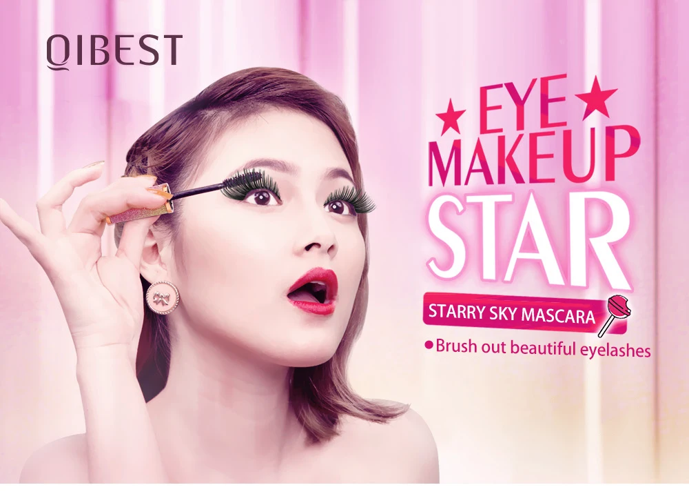 QIBEST 4D шелковое волокно Тушь для ресниц Крем Romatpretty водостойкая стойкая локон черный толстый наращивание ресниц звездное небо TSLM1