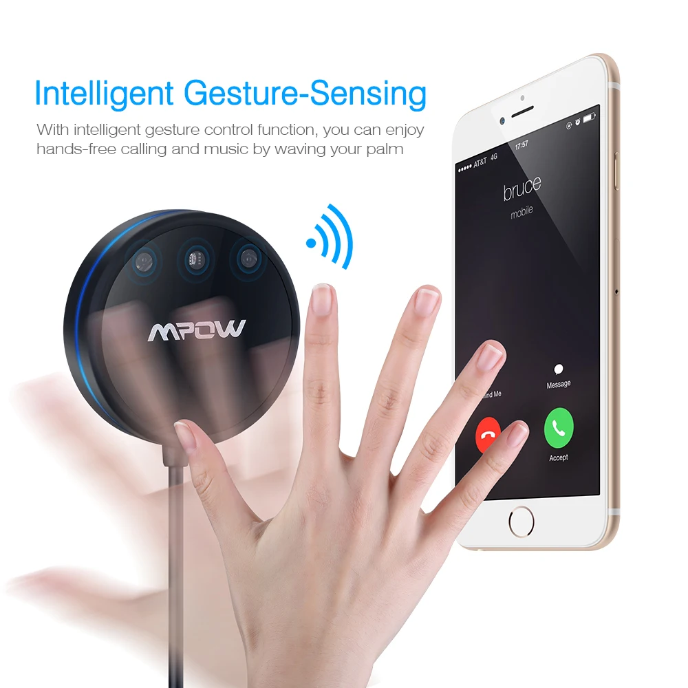 Mpow Streambot Wave Bluetooth 4 0 датчик жестов Hands Free приемник с шумоизолятором
