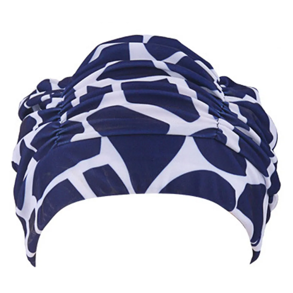 Модная плиссированная шапочка для плавания с принтом женщин унисекс девочек