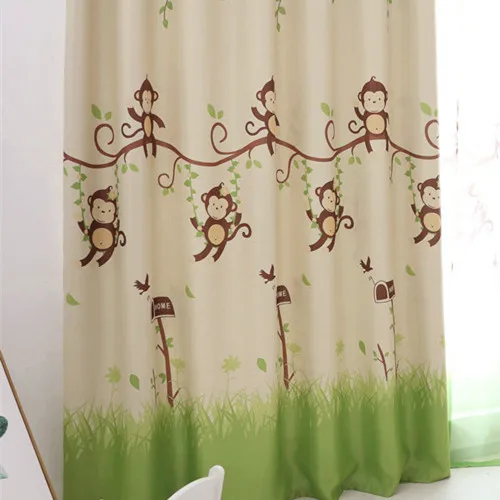 Green Thick {Byetee} затемненные шторы с обезьянкой из мультфильма для детской спальни, прозрачные тюлевые шторы, современные шторы для детской спальни - Цвет: Green Thick