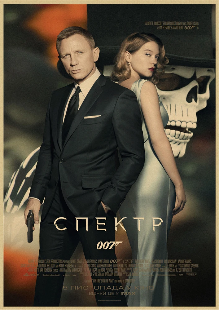 007 Джеймс Бонд агенте Коннери Майкл Крейг классический экшн-фильм крафт-бумага Бар плакат ретро плакат декоративной живописи - Цвет: Серебристый