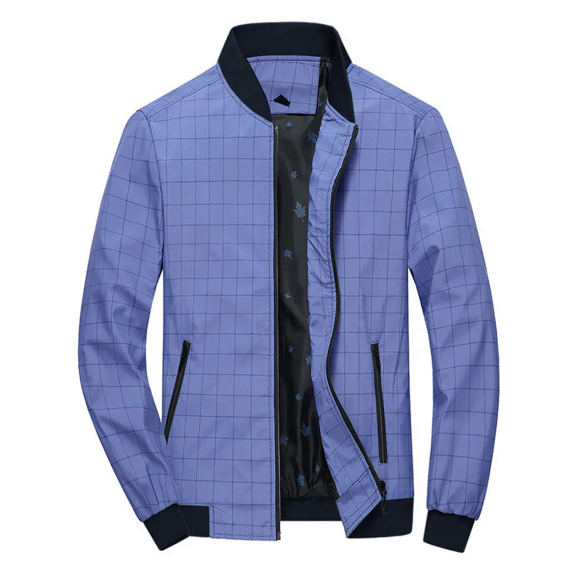 

New 2019 autumn baseball style smart casual jacket men square print outerwear plus size