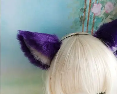 13 1 pcs multicolor Lovely Bell Hairwear Women Fashion Party Charming Lovely Fox Cat Ear Fur Hair Clip Hairband - Цвет: 13